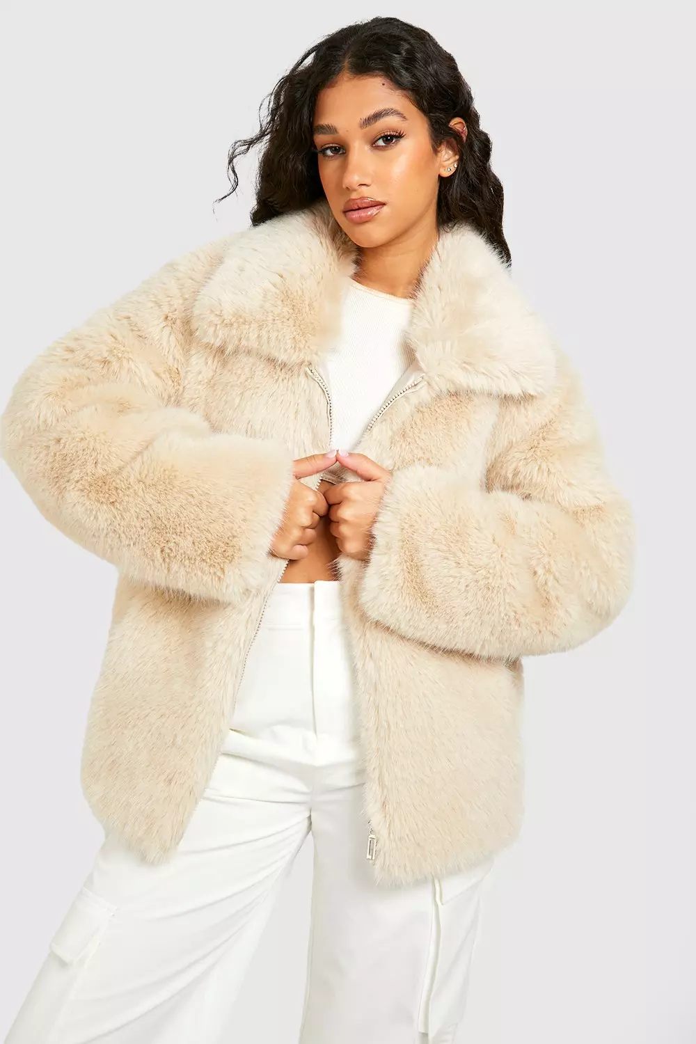 Off white faux shearling on sale coat